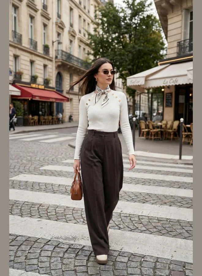 ليلا Lela Wide Leg High Waist Wide Leg Pleated Trousers Women's Pants 6923871